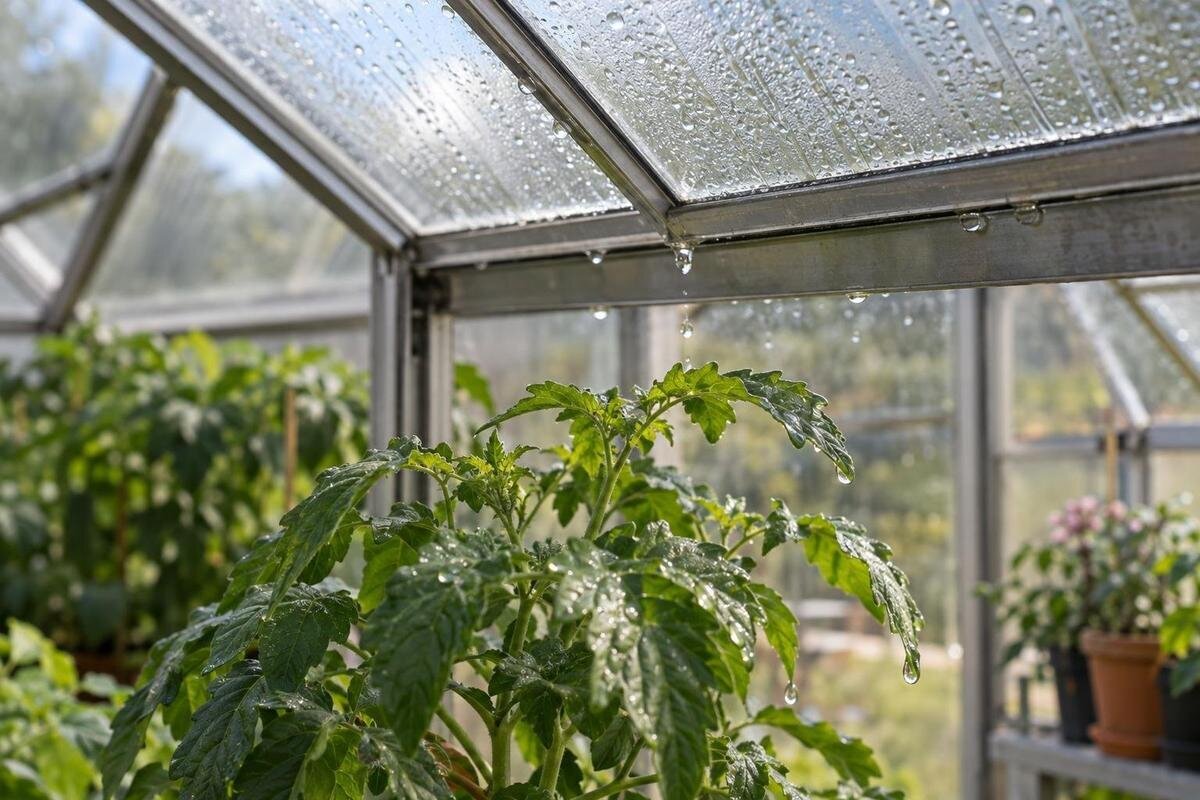 Kondens på planter i drivhuset: finn årsaken