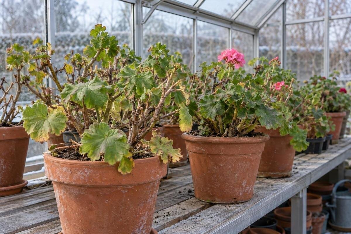 Overvintre pelargonier i drivhus: velg metode