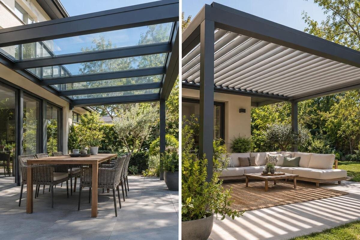 Pergola med fast glasstak eller lamelltak?