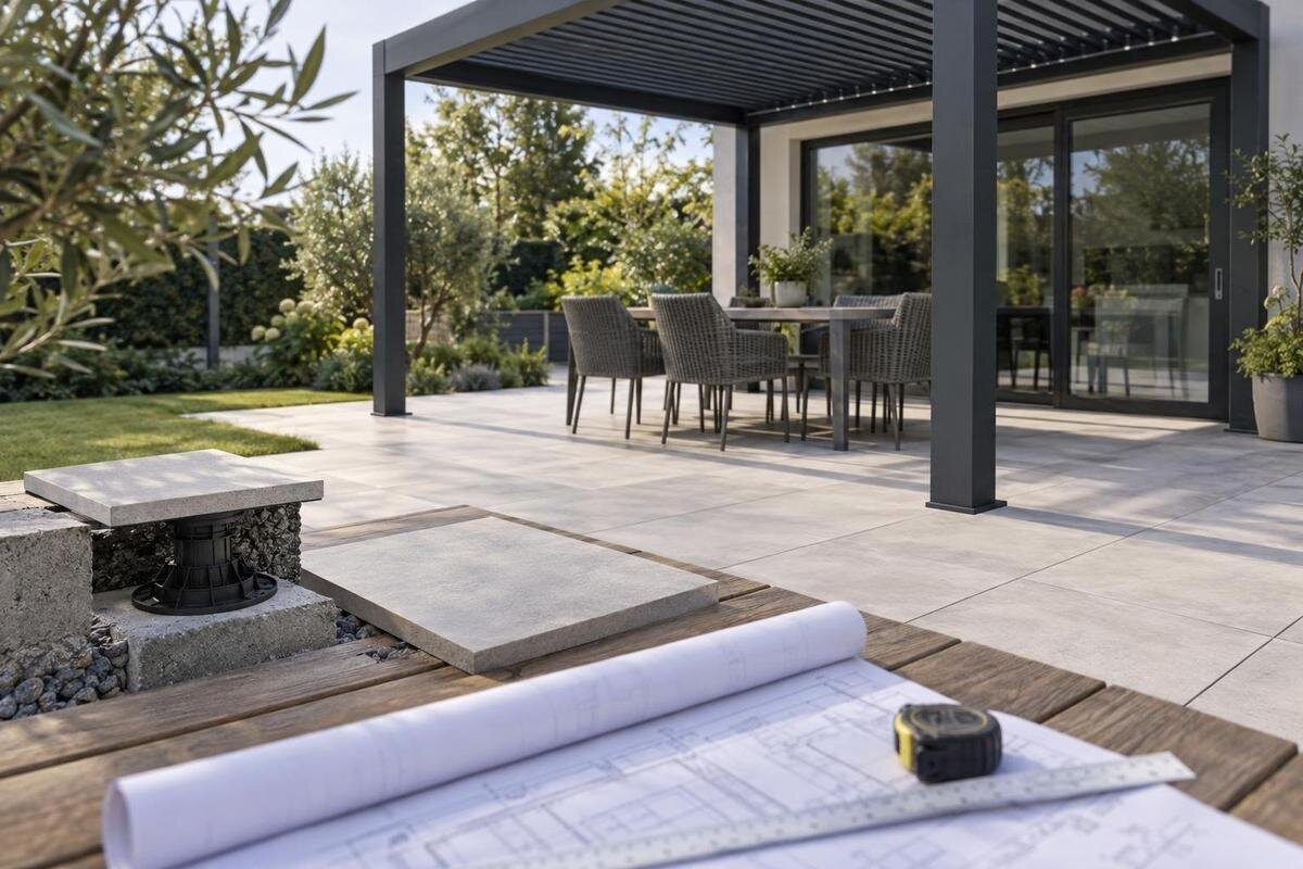 Slik planlegger du fundament til pergola på porselensheller