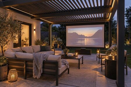 Slik planlegger du en pergola for filmkveld ute