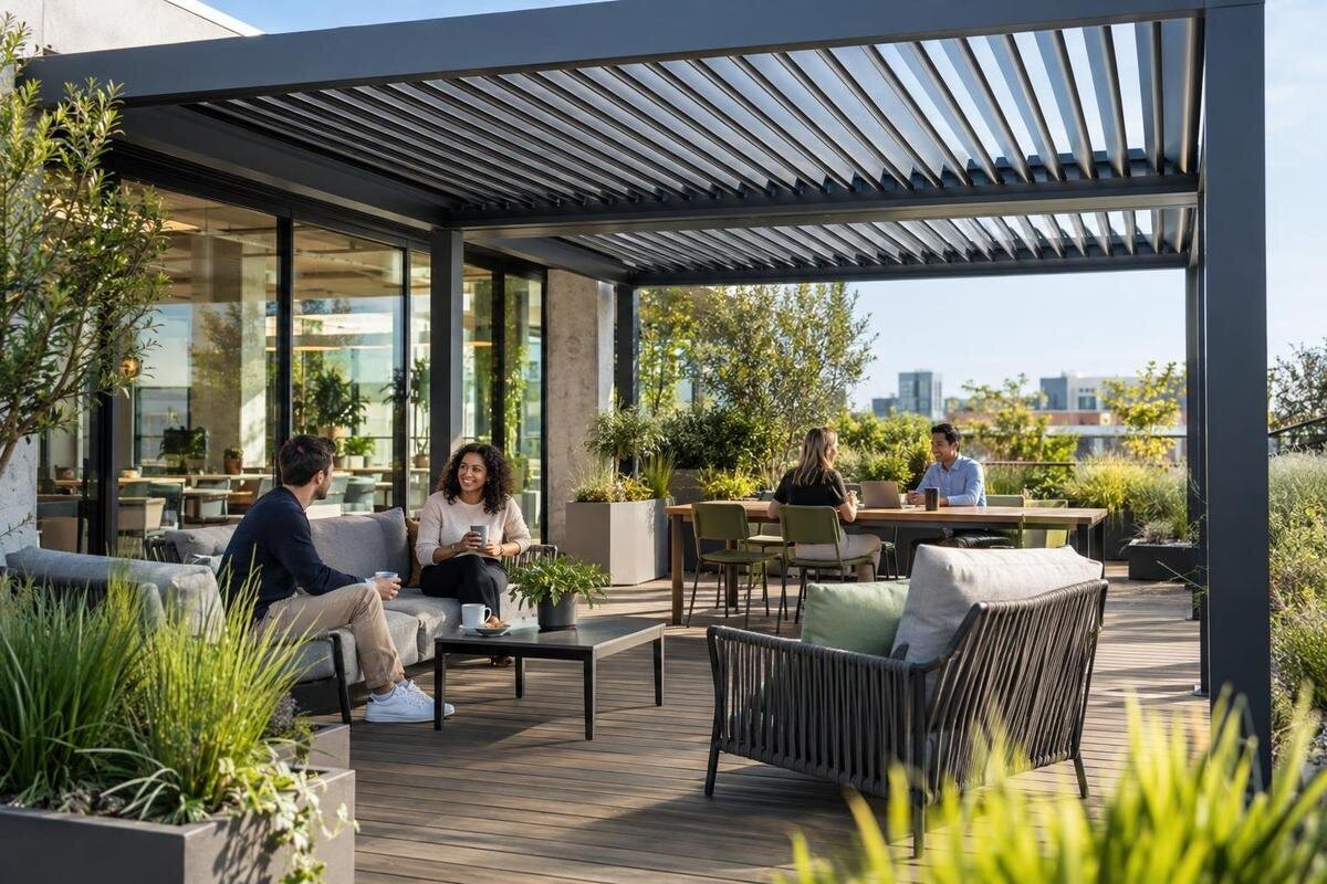 Planlegg pergola ved kontorets pauseareal