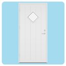 Profilert panel med loddrette linjer, romb form glass