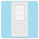 Slett panel, bueformet glass med sprosser