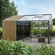Drivhus i aluminium med lager med accoya designelementer